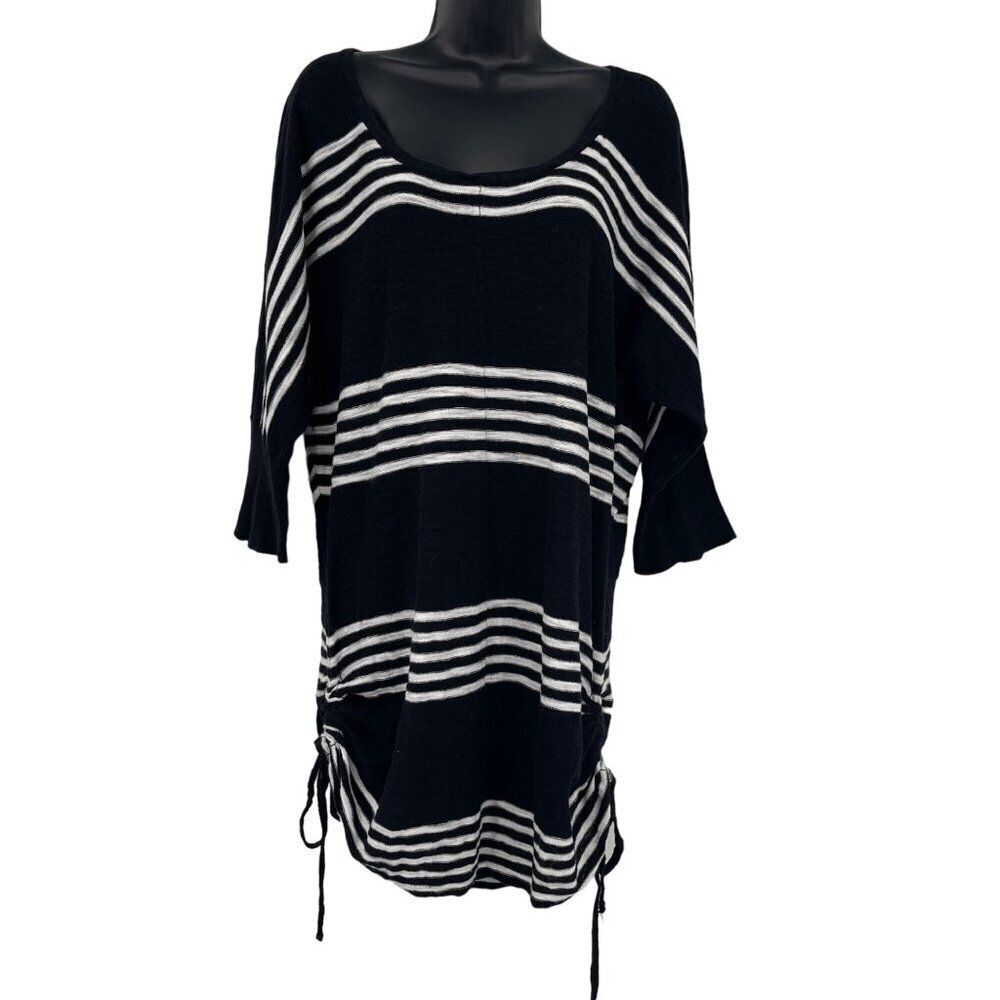 Torrid Striped Tunic Top Women's L Lightweight Side Tie Ruched Nautical Beachy